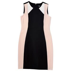 Tommy Hilfiger Womens 12 Colorblock Sheath Dress Black Pink White Sleeveless